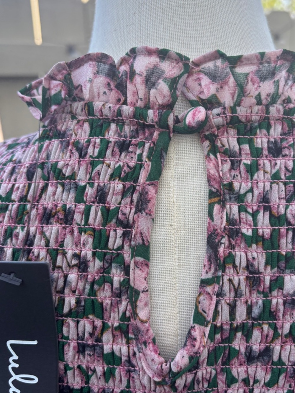 NWT Lulus Floral Forever Smocked Skater Dress - Pink & Green - Size M - Picture 6 of 12